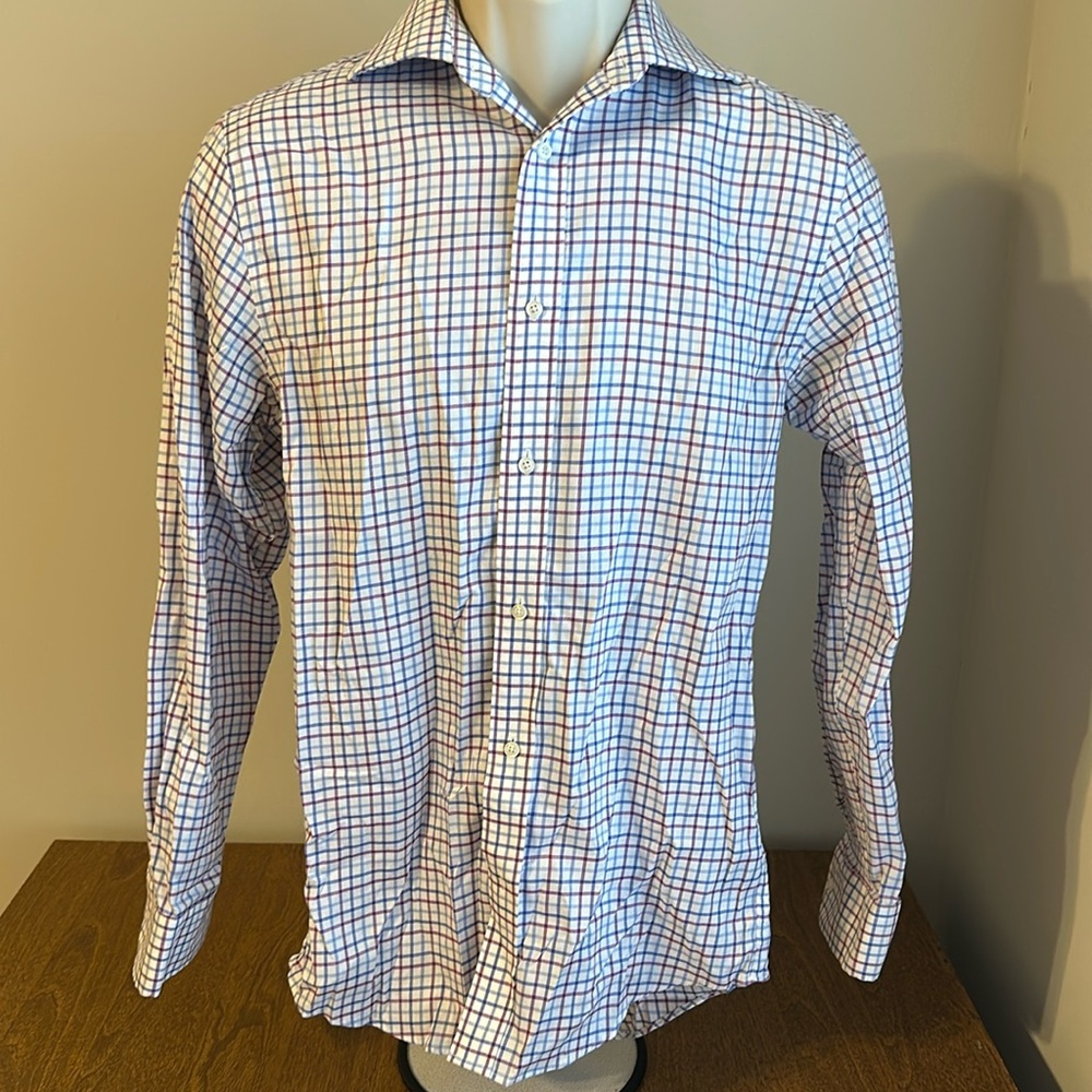 Jos. A. Bank 1905 Pink and Blue Check Button Up Dress Shirt - S